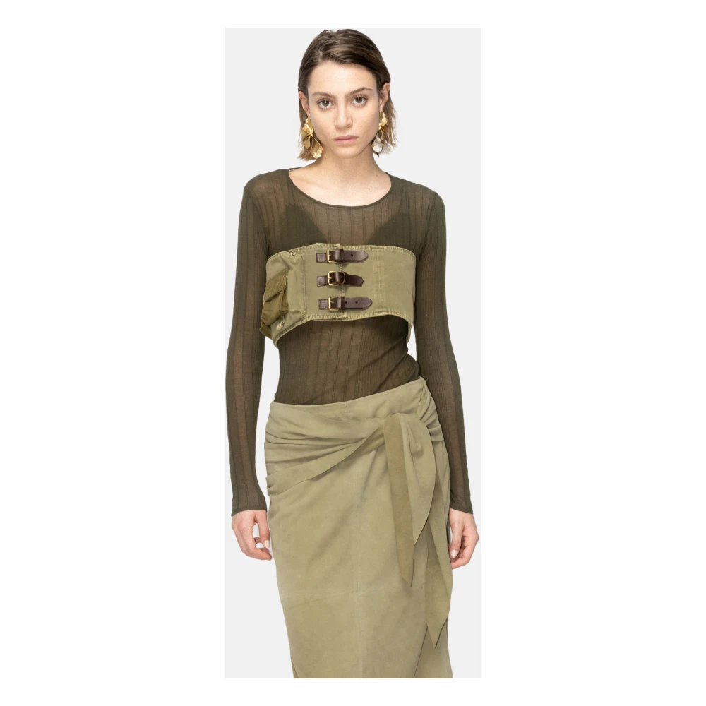 pinko Transparante Crepe Breiwerk Green Dames