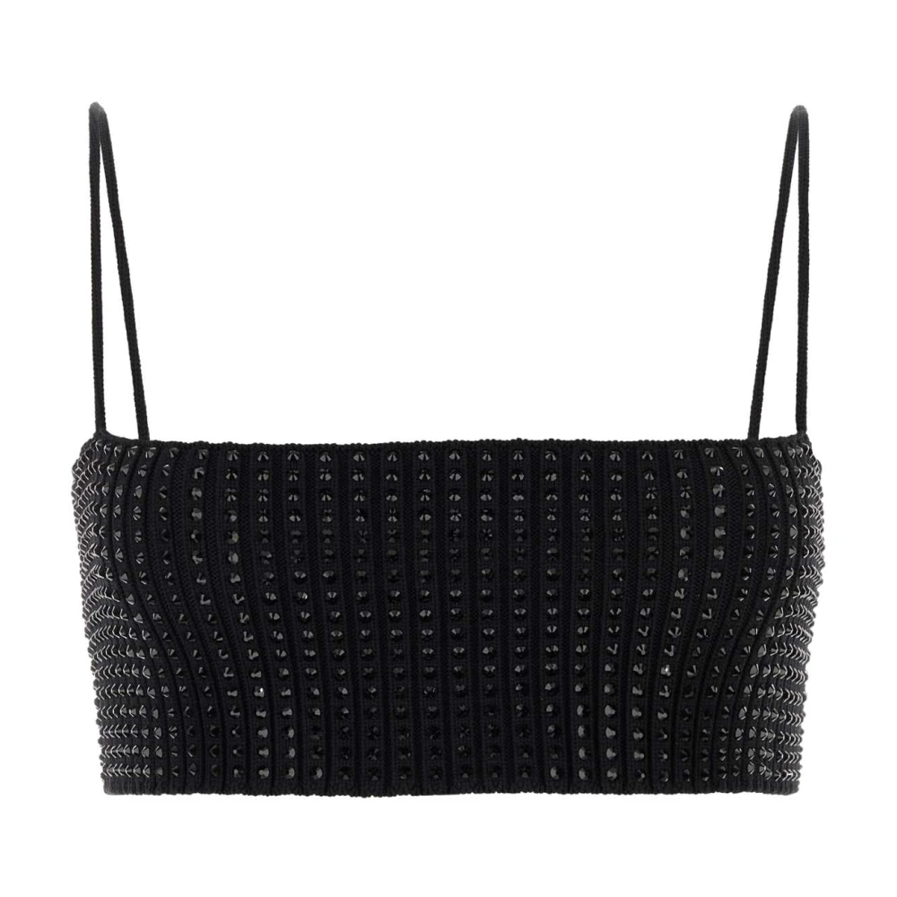 Alexander wang Versierde Stretch Crop Top Black Dames