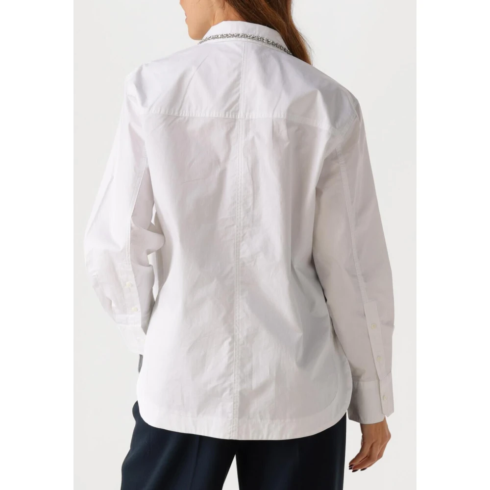 Copenhagen Muse Witte Katoenen Blouse met Speelse Kraag White Dames