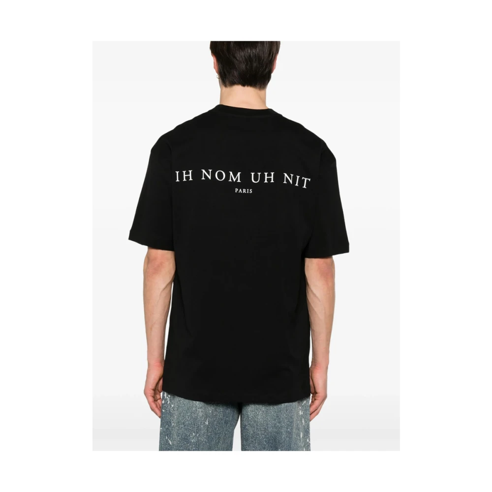 IH NOM UH NIT Zwart Logo Print Crew Neck T-shirt Black Heren