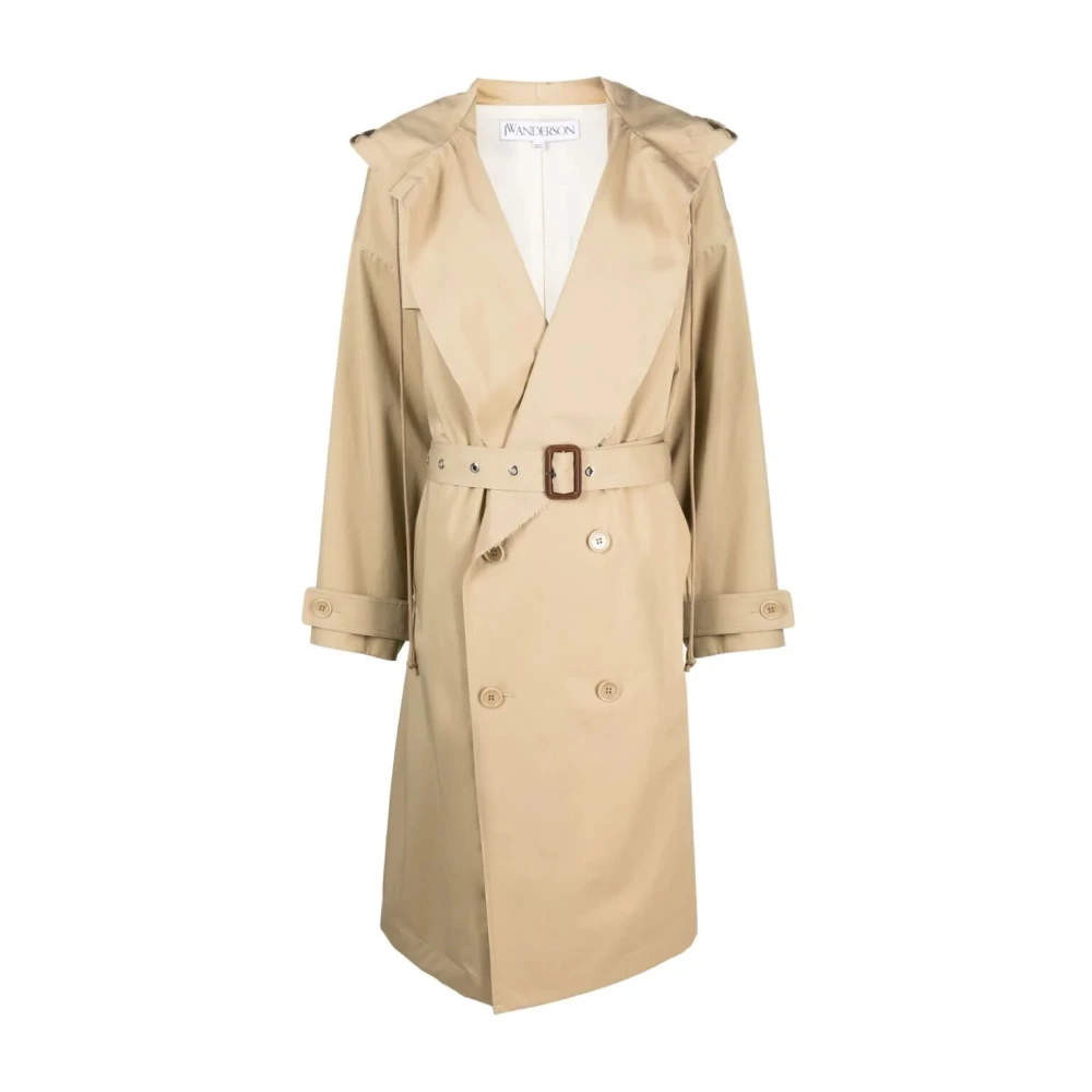 JW Anderson Bruine Hooded Trenchcoat Brown Dames