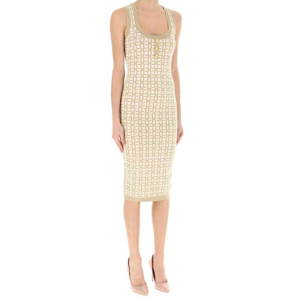 Elisabetta Franchi Stijlvolle Jurk Collectie Beige Dames