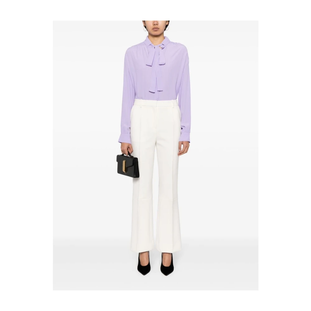 Victoria Beckham Wijde Ivoor Broek met Been Naad Beige Dames
