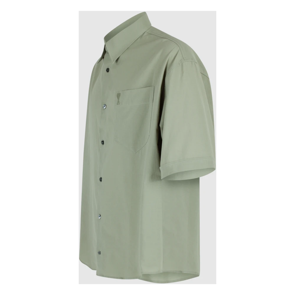 Ami Paris Boxy Fit Merino Wol T-shirt Green Heren
