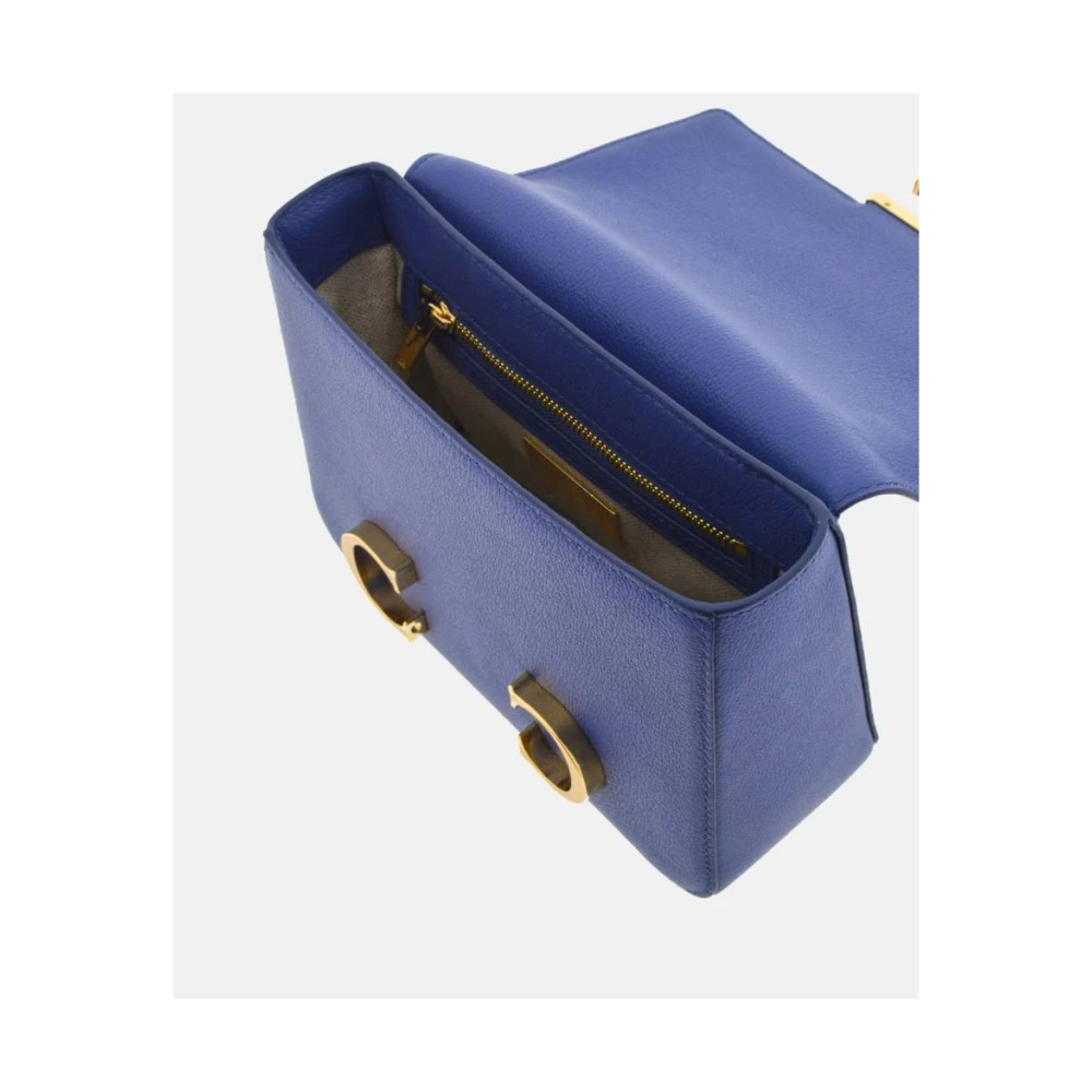 Carolina Herrera Blauwe Initials Insignia Leren Tas Blue Dames
