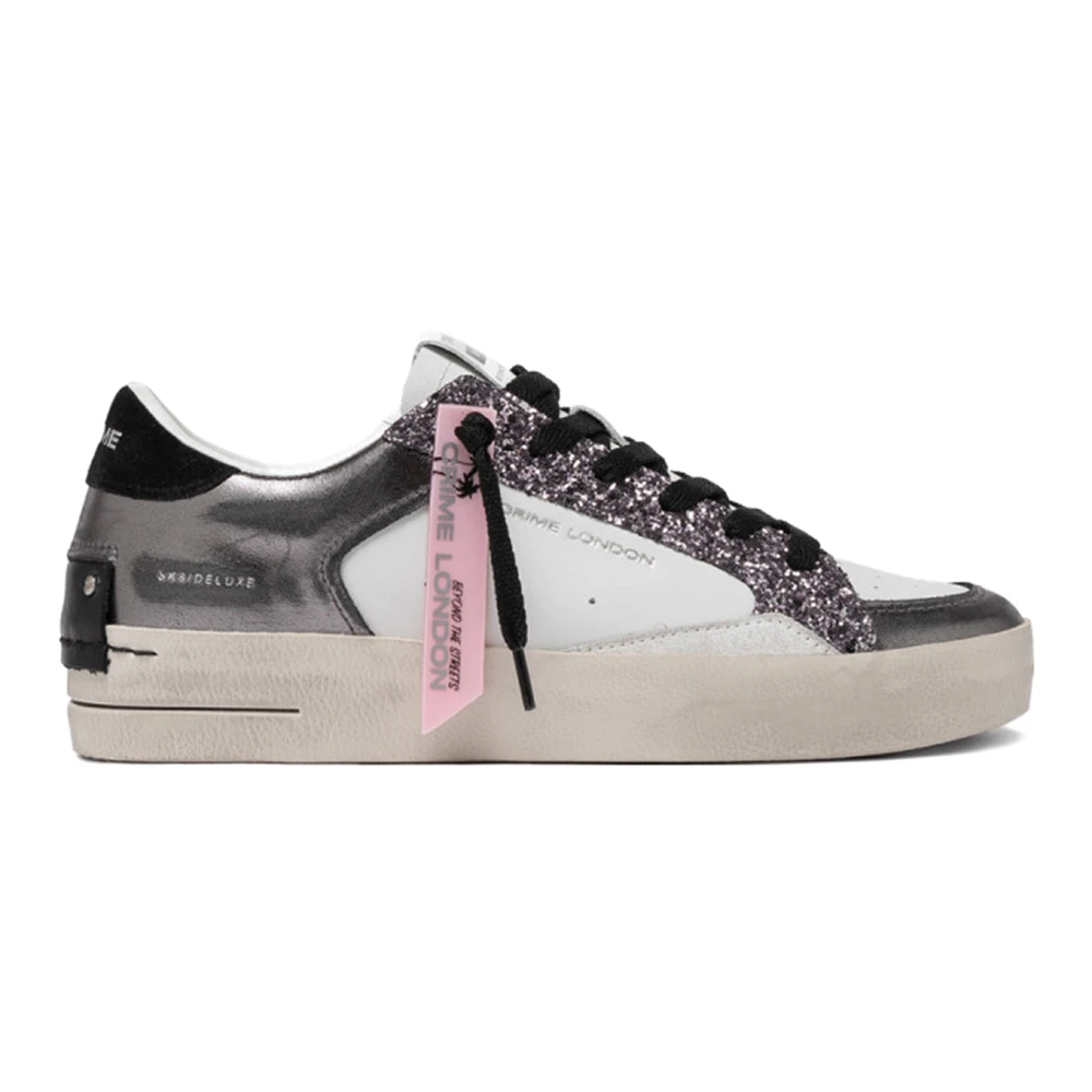 Crime London Silver Glitter Sneakers Stilfullt Italienskt Hantverk Gray, Dam