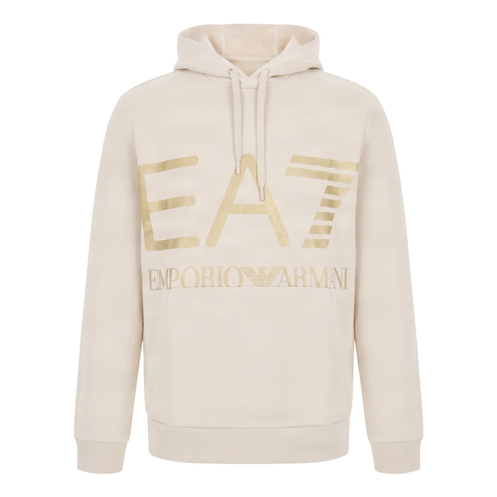 Emporio Armani Ea7 , Hoodies, Male, Beige, M, Logo Series Hoodie