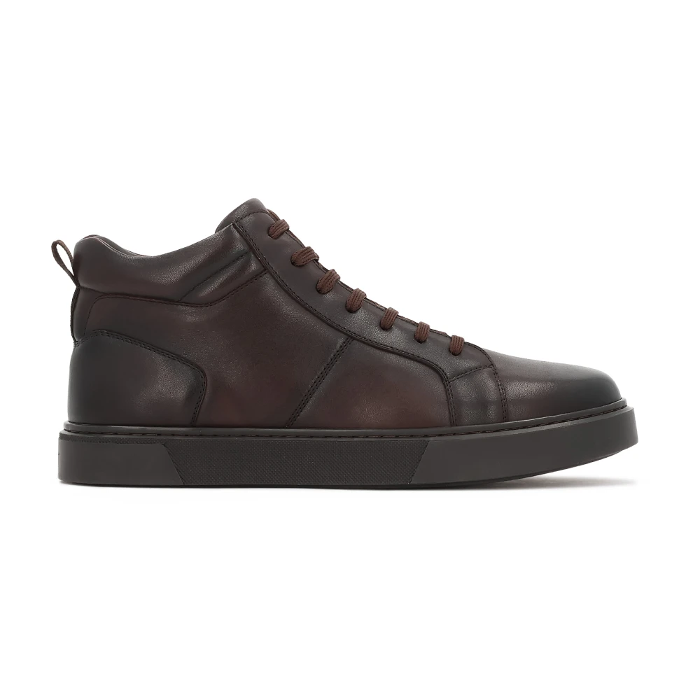 Kazar Bruine leren sneakers met hoge schacht Heren Schoenen