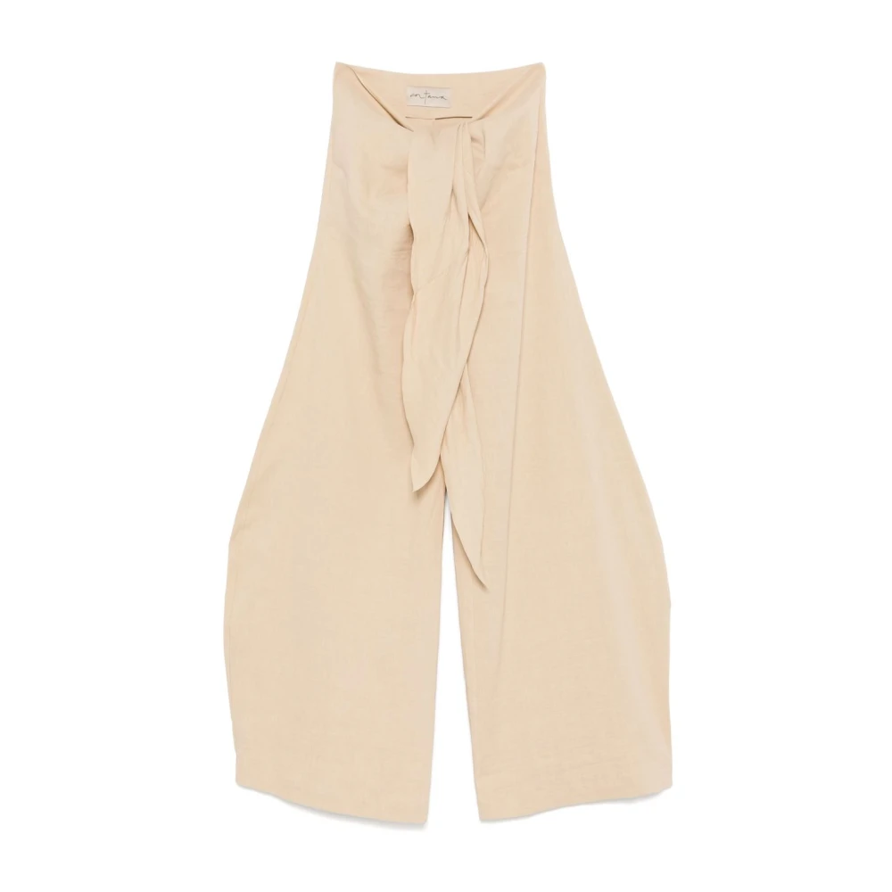 Cortana Beige Broek met Zijstrik Detail Beige Dames