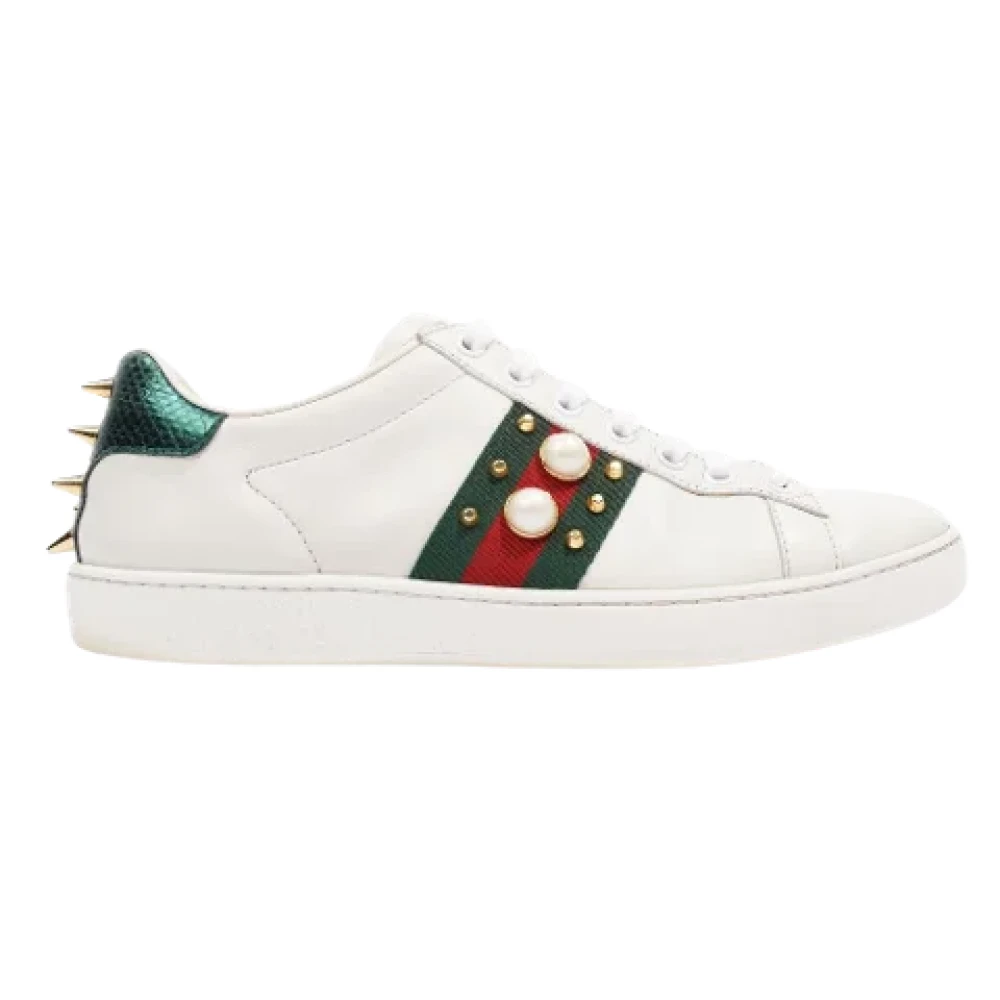 Gucci Vintage Pre owned Leather sneakers White Dames Schoenen