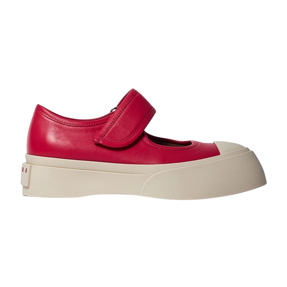 Marni Chunky Sole Läderskor Red, Dam