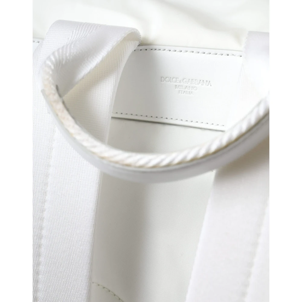 Dolce & Gabbana Witte Nylon-Gummi-Logo Rugzak Tas White Unisex