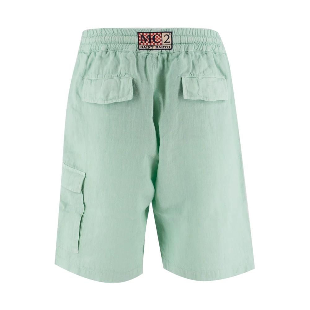 MC2 Saint Barth Linnen Trekkoord Bermuda Shorts Green Heren