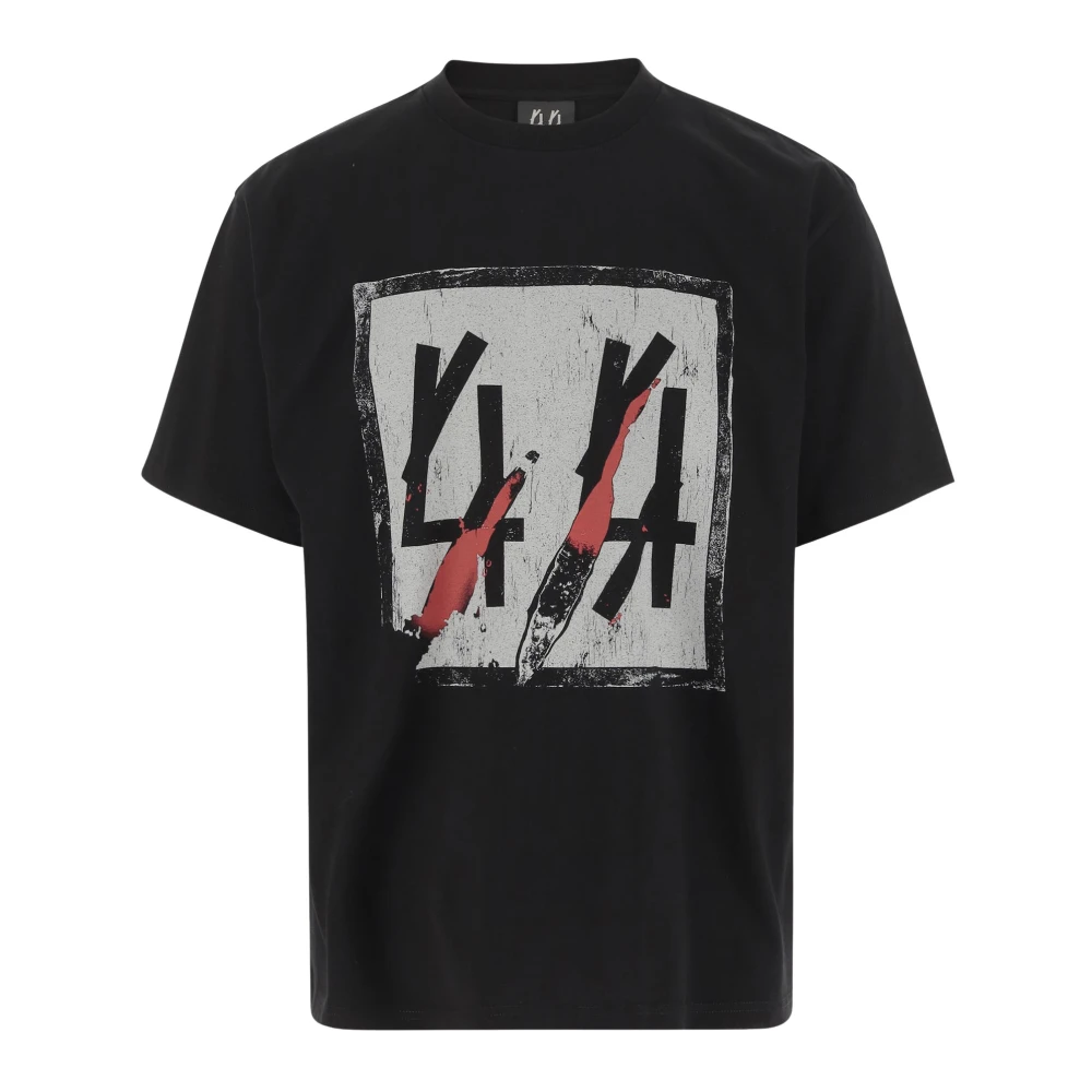44 Label Group Logo Print Katoen Crew Neck T-shirt Black Heren