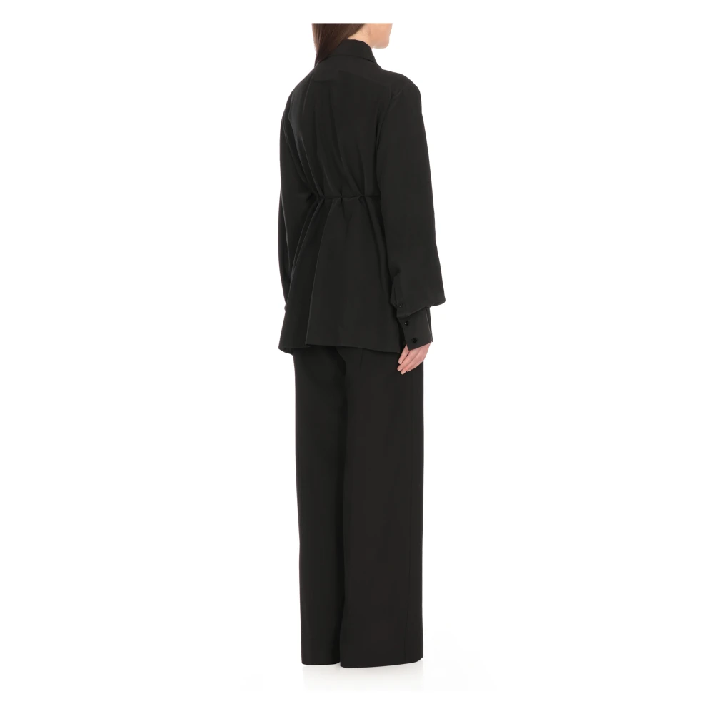 MM6 Maison Margiela Zwarte zijden overhemd met kraag Black Dames