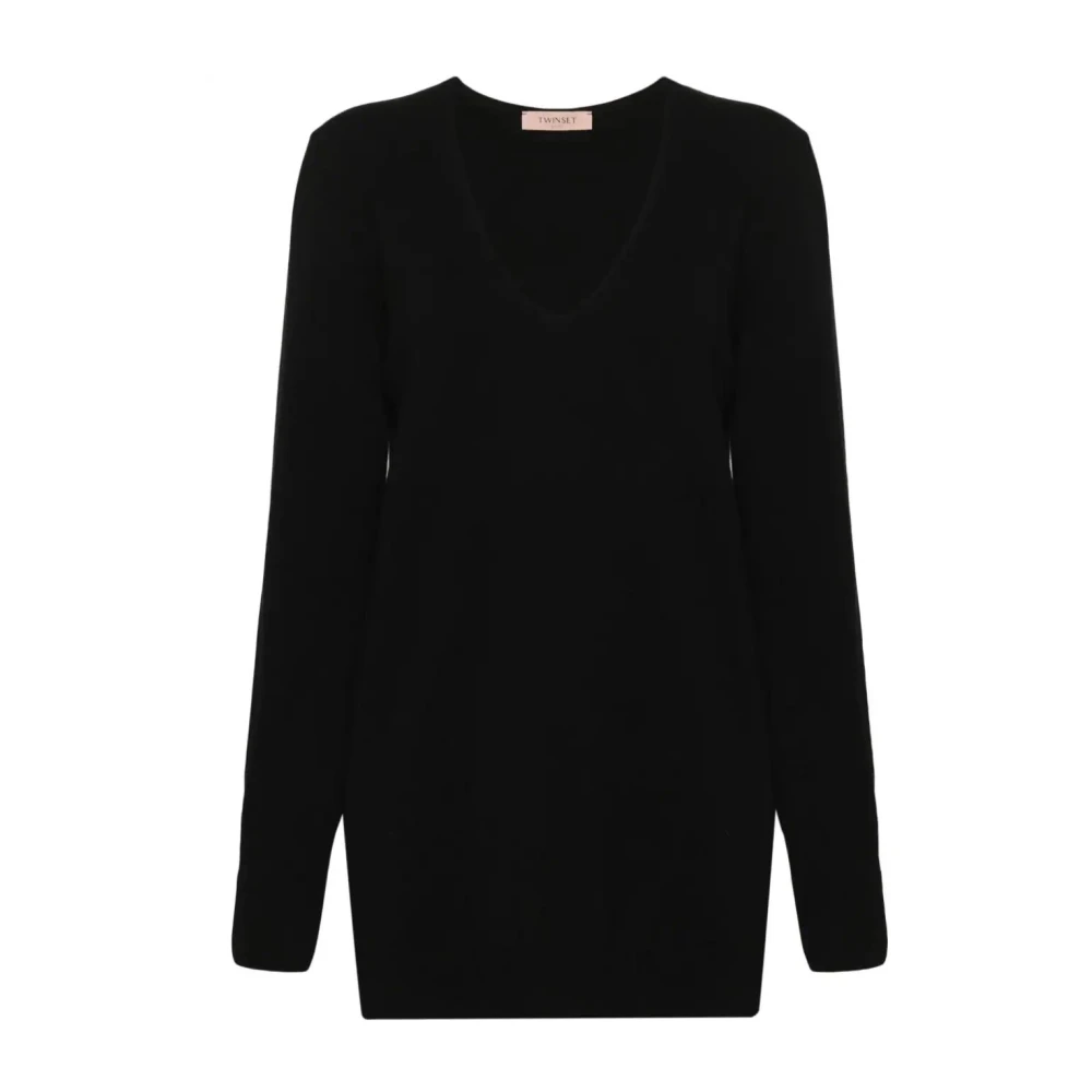 Twinset Maxi V-Neck Sweater Black Dames