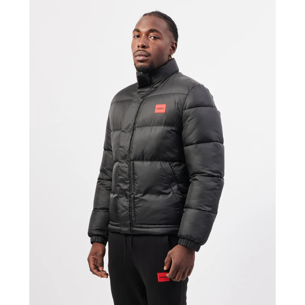 Hugo Boss Zwarte gewatteerde waterafstotende jas Black Heren