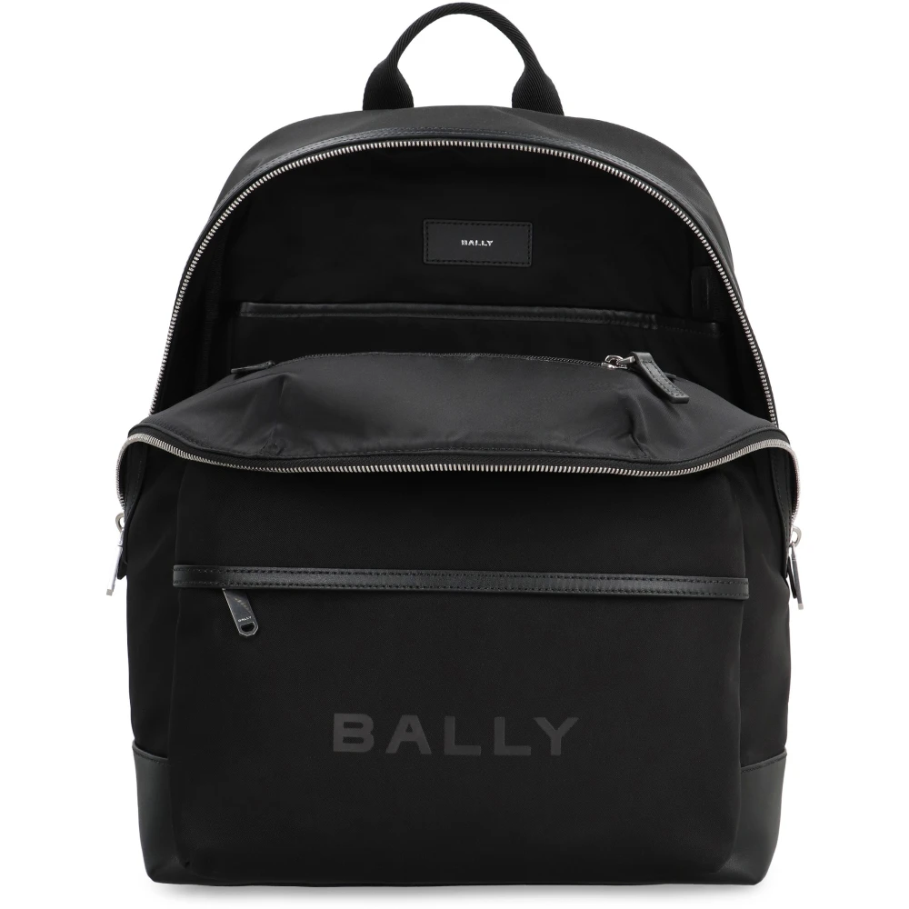 Bally Nylon rugzak met leren details Black Heren