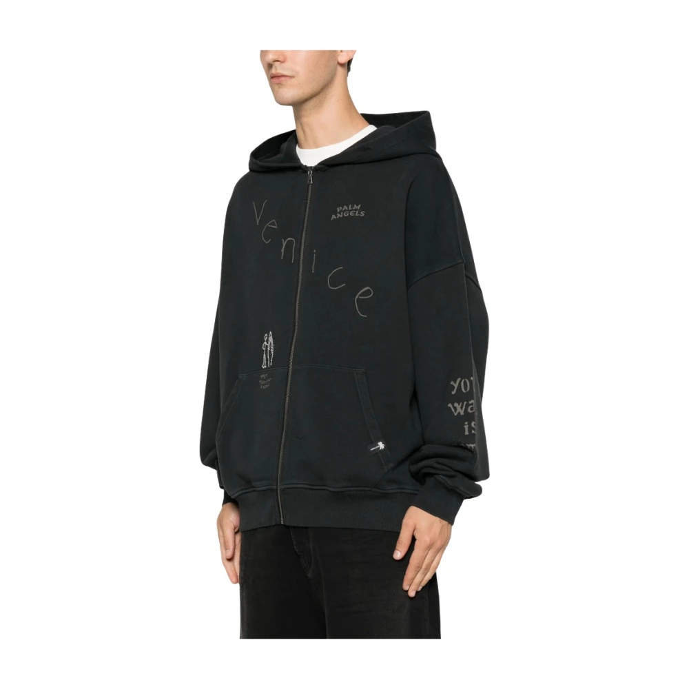 Palm Angels Herren Schwarz Sweatshirts & Hoodies, K, Sgröße: