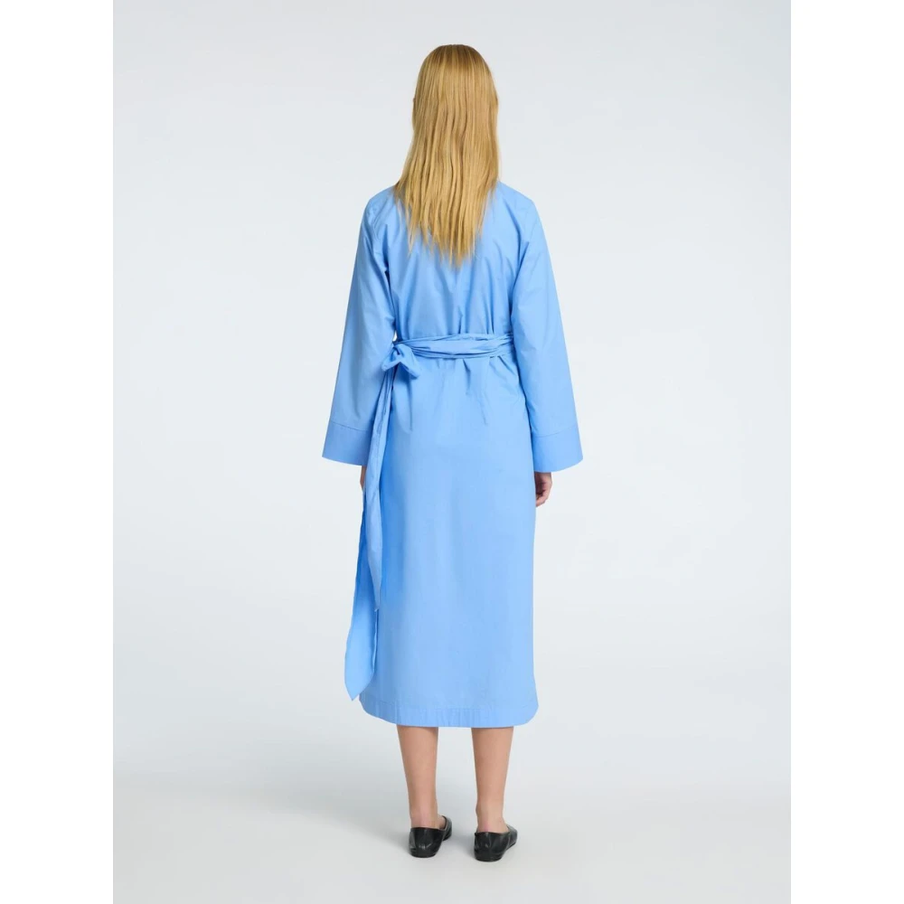 Selected Femme Lange Katoenen Overhemdjurk in Blauw Blue Dames