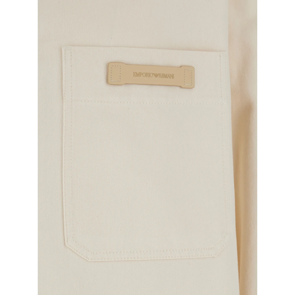 Emporio Armani Witte Logo Patch Katoenen Jas White Heren