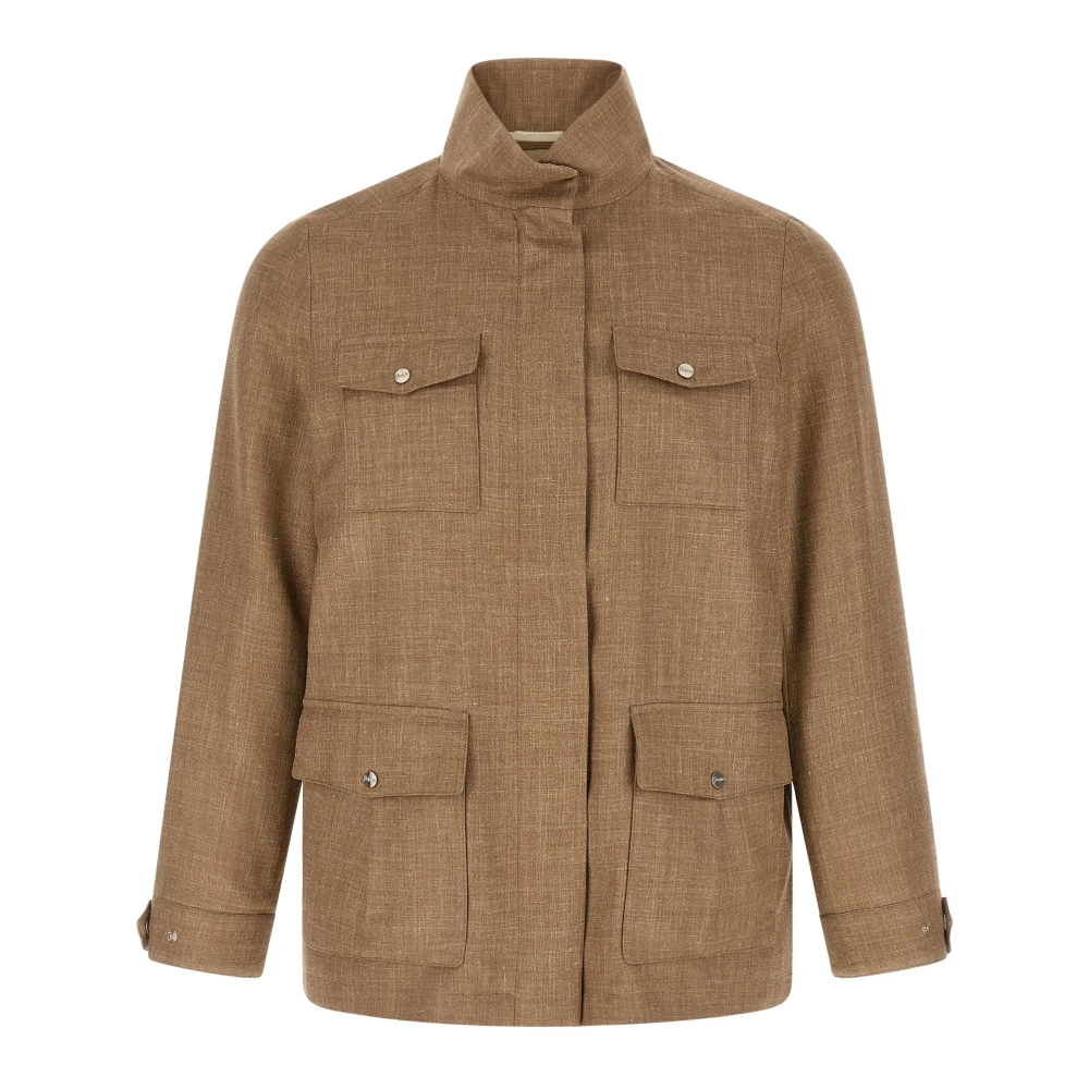 Herno Women's Beige Field Turtleneck Jacket