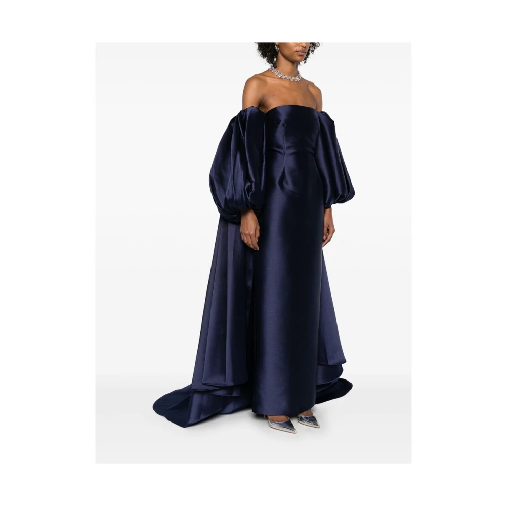 Solace London Navy Blue Cape Inzet Jurk Blue Dames