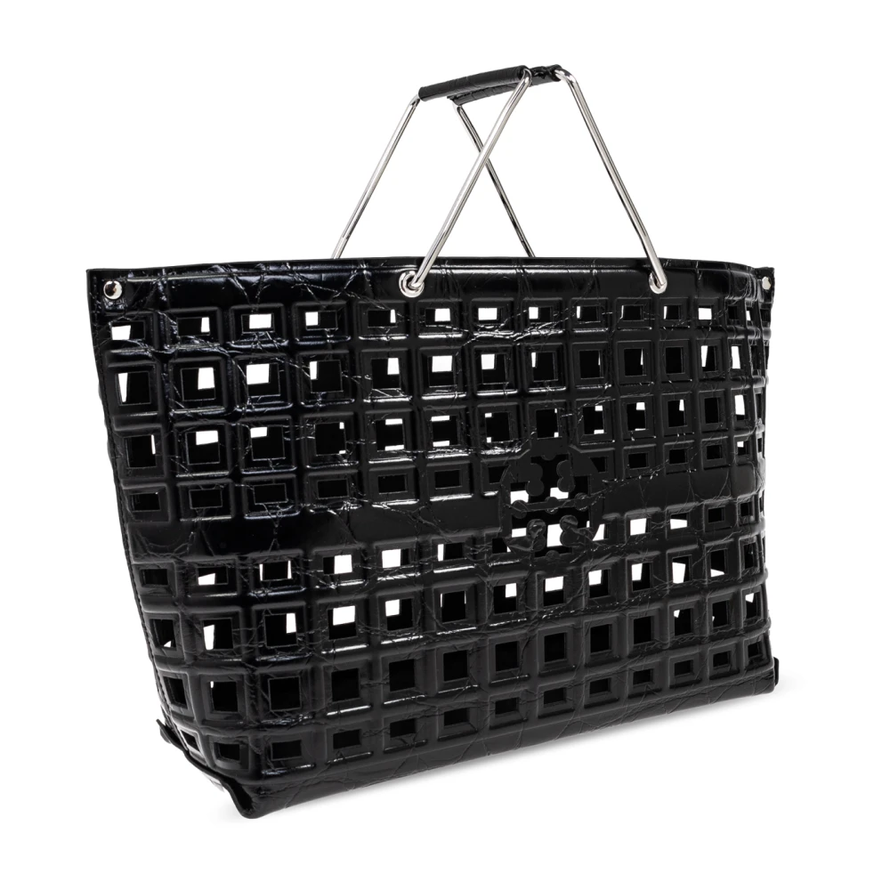TORY BURCH Leren tas 'Market' Black Dames