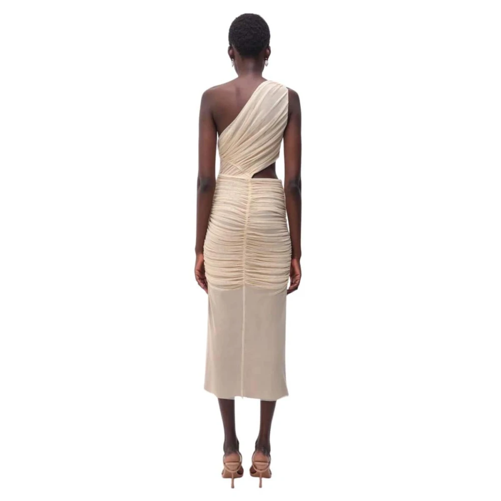 Simkhai Doorschijnende Overlay Midi Jurk met Uitsnede Beige Dames