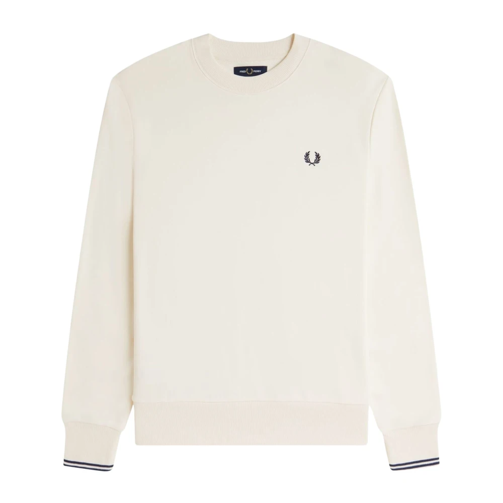 Fred Perry Men's Beige Round-Neck Knitwear, S, Round Neck Sweatshirt