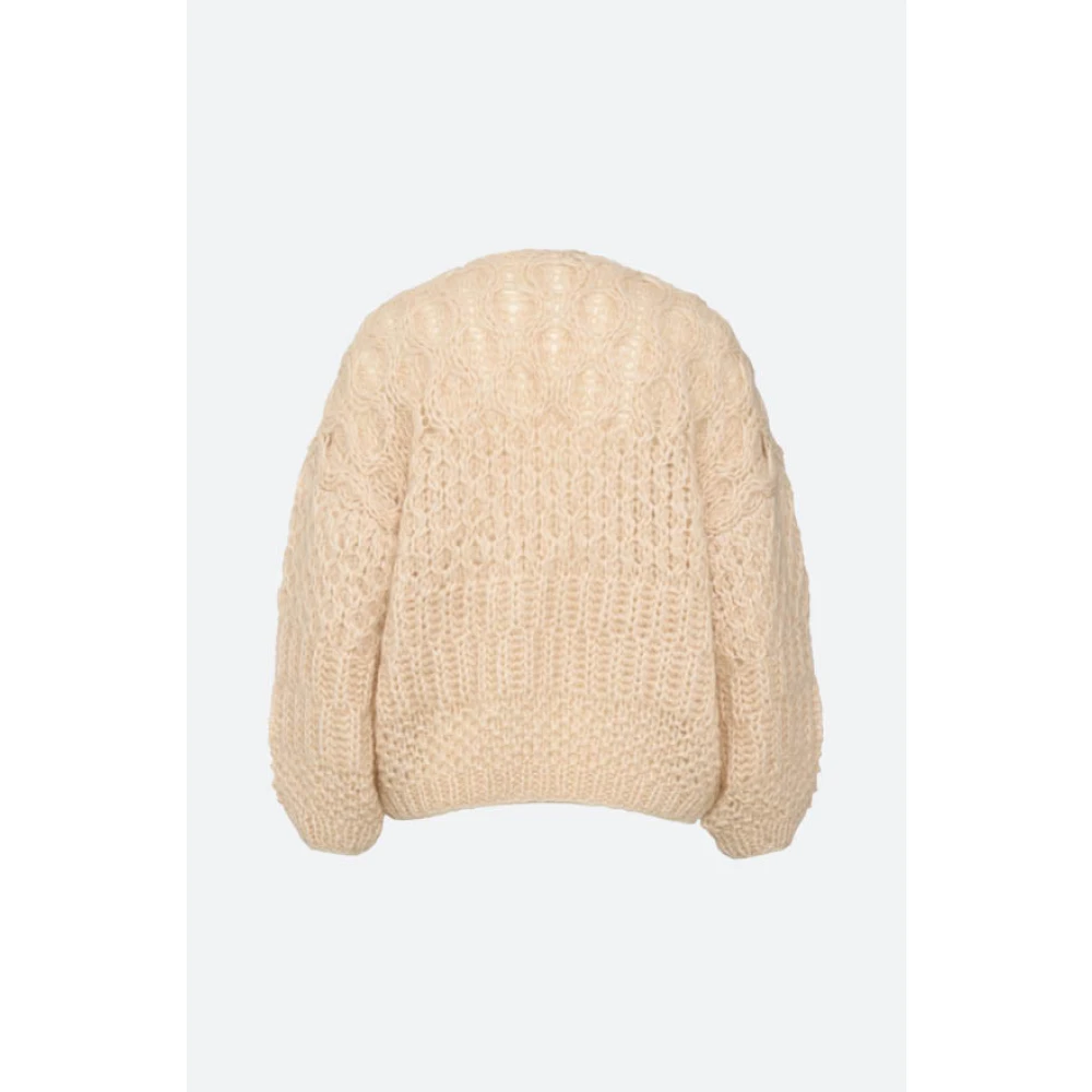 Maiami Mohair Structuren Bomber Cardigan Beige Dames