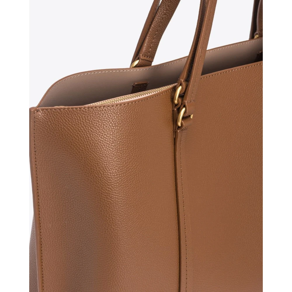 pinko Bruine leren shopper tas met bedel Brown Dames