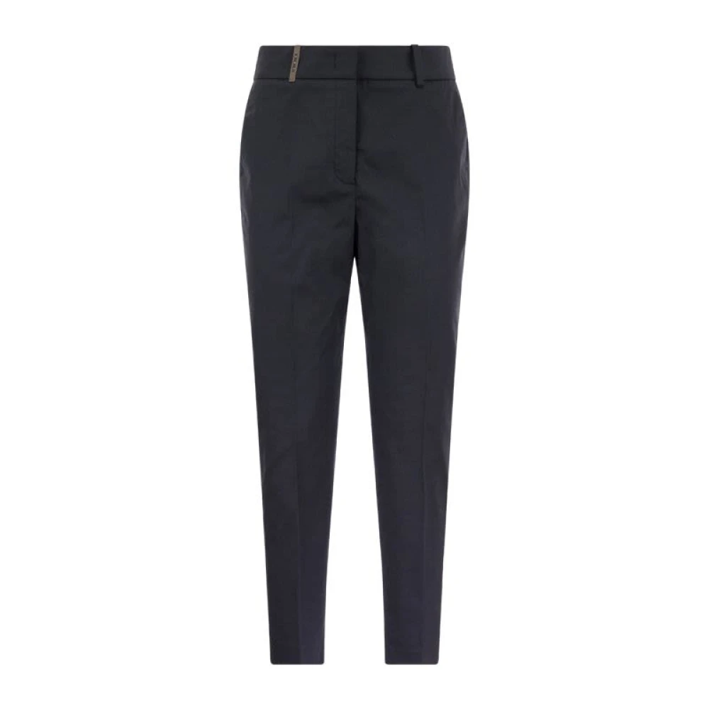 PESERICO High-Waisted Slim Fit Chinos Blue Dames