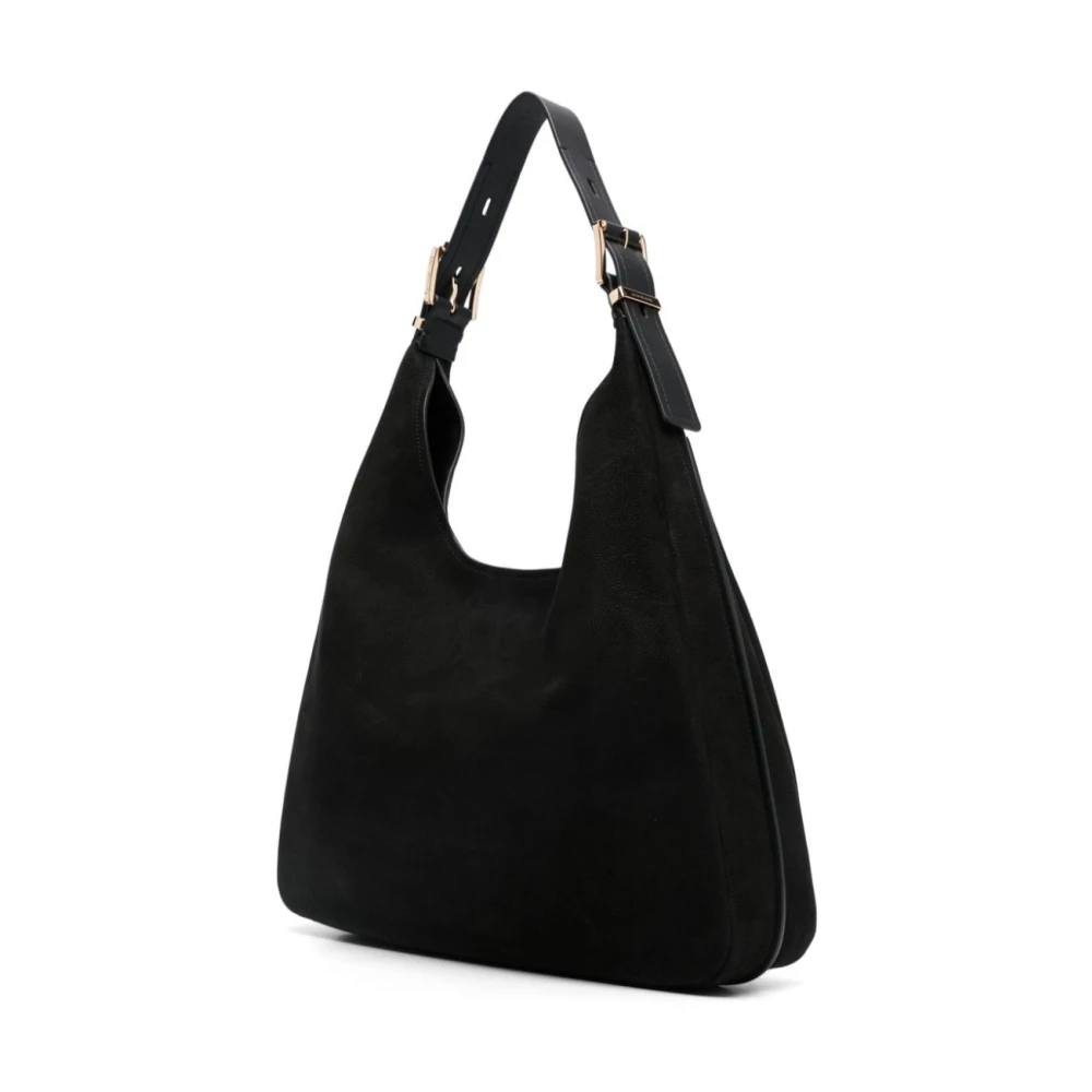 Michael Kors Stijlvolle Zwarte Nubuck Schoudertas Black Dames