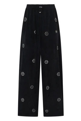 Chenille Skater Fit Träningsbyxor Monogram Strass