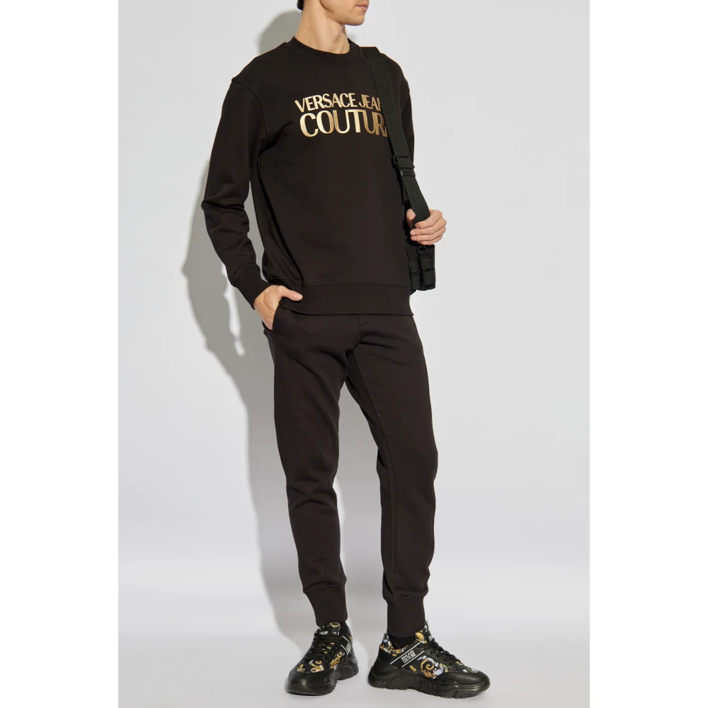 Versace Jeans Couture Sweatpants met bedrukt logo Black Heren