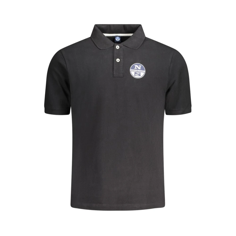 North Sails Men's Black Cotton Polo Shirt With Nautical Print