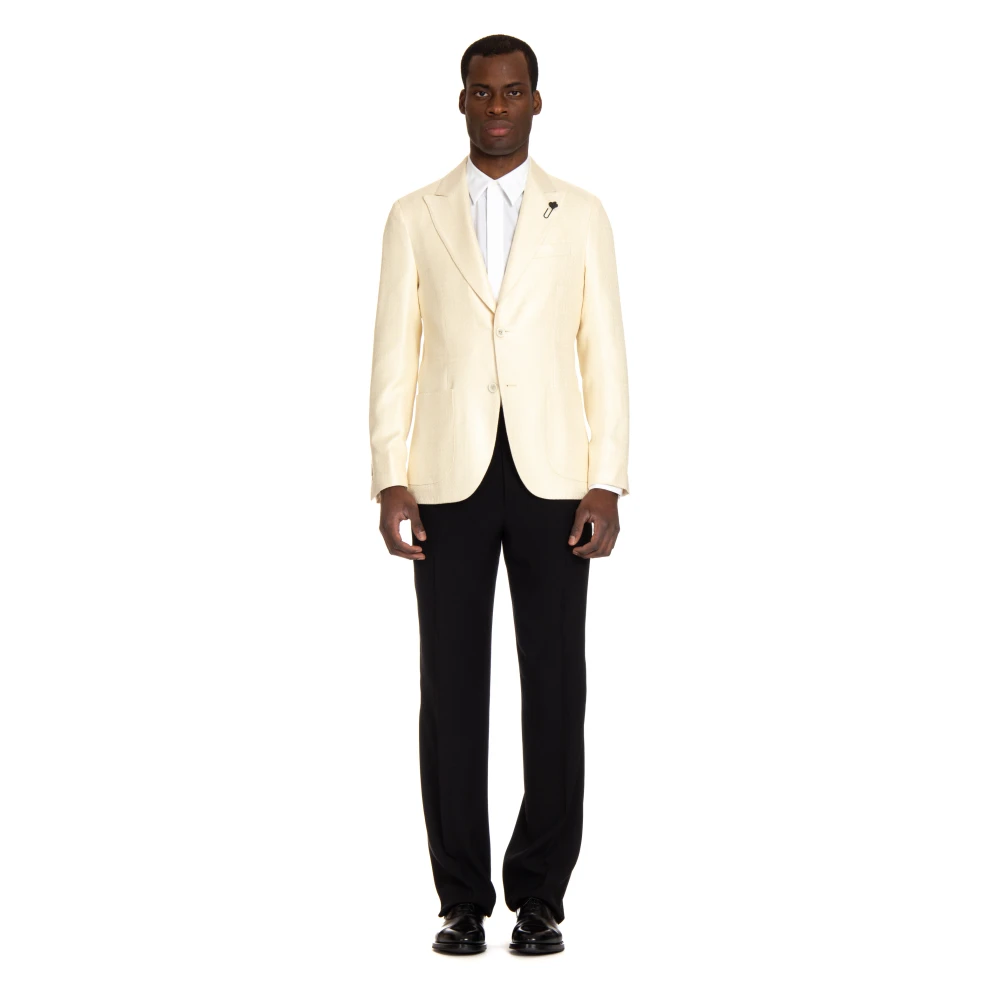 Lardini Crème Jas Twee Knopen Lancia Revers Beige Heren