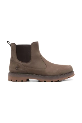 Brun Nubuck Läder Slip-On Stövlar