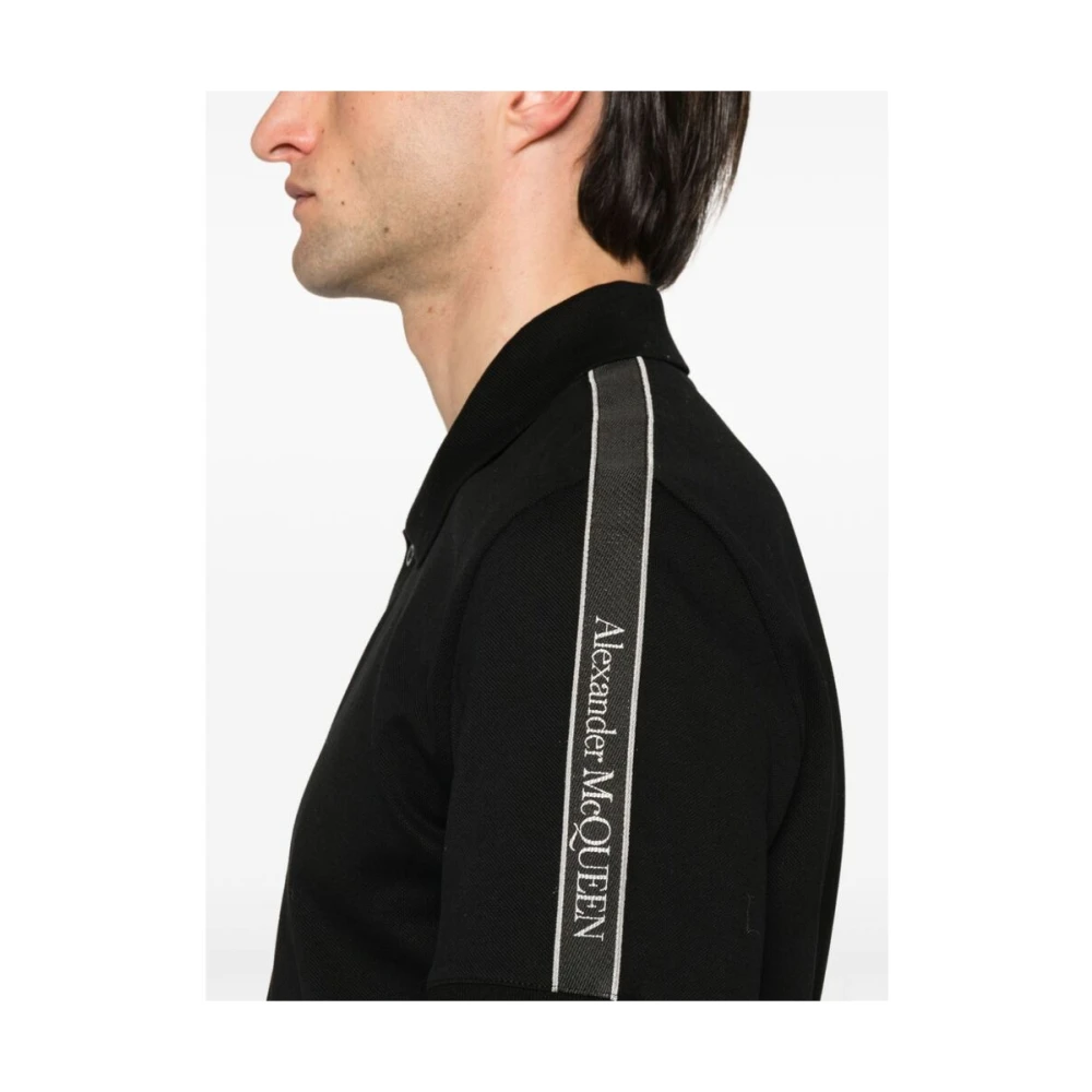alexander mcqueen Zwarte Polo Sweater met Logoband Detailing Black Heren