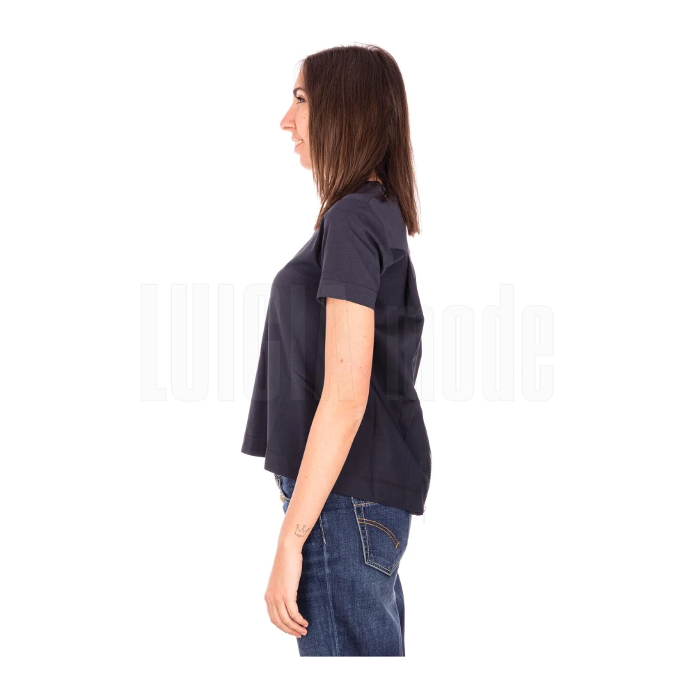 Alpha Studio Jersey Kraag Korte Mouw Top Blue Dames