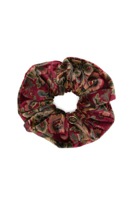 red-stretch-hair-accessory-with-gold-logo