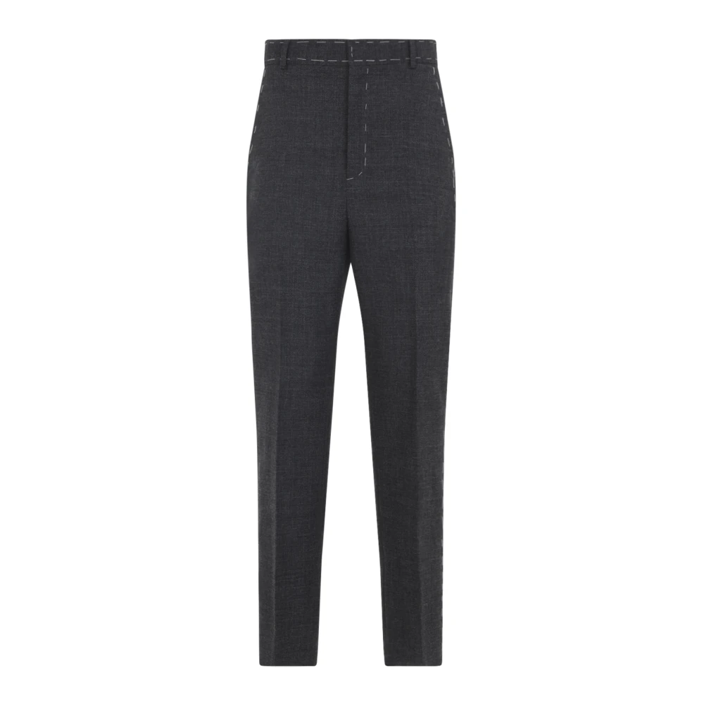 Moschino Women's Gray Slim-Fit Trousers, M, Grey Wool Slim-Fit Trousers
