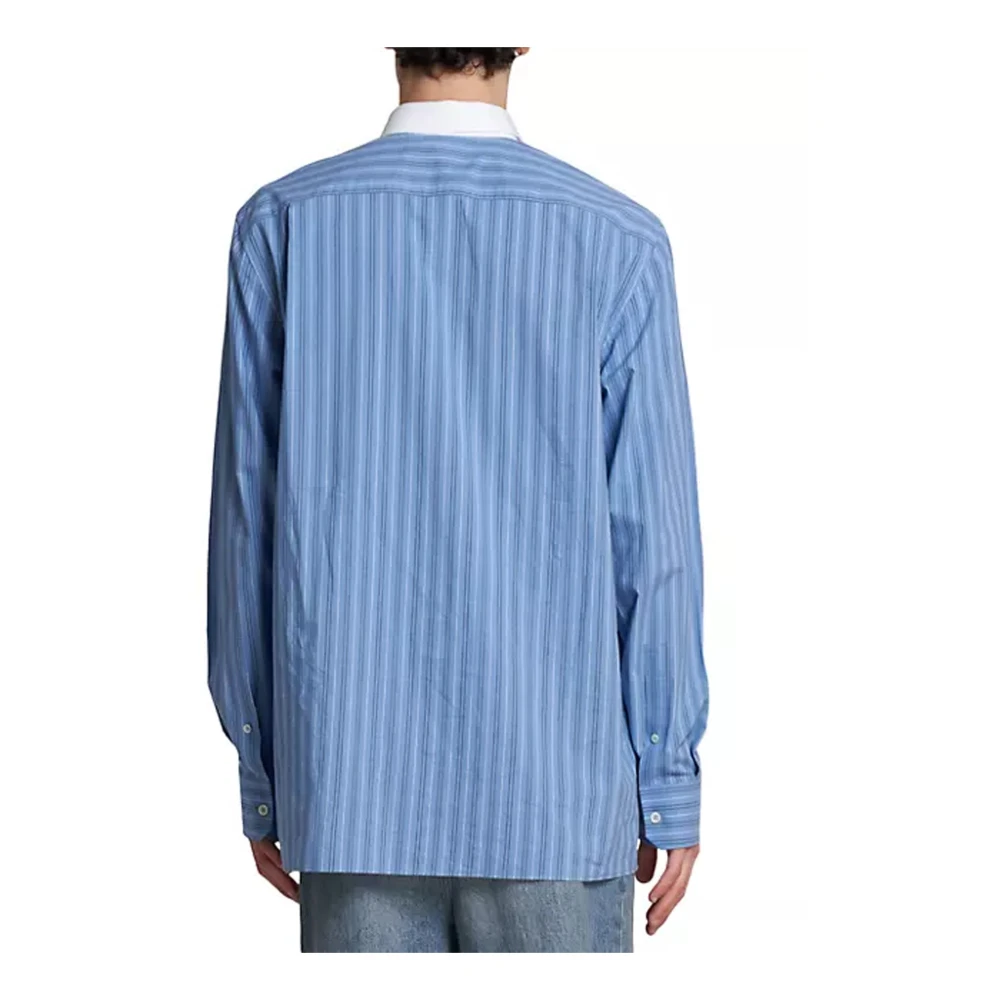 Loewe Blauw Gestreept Katoenen Overhemd Blue Heren