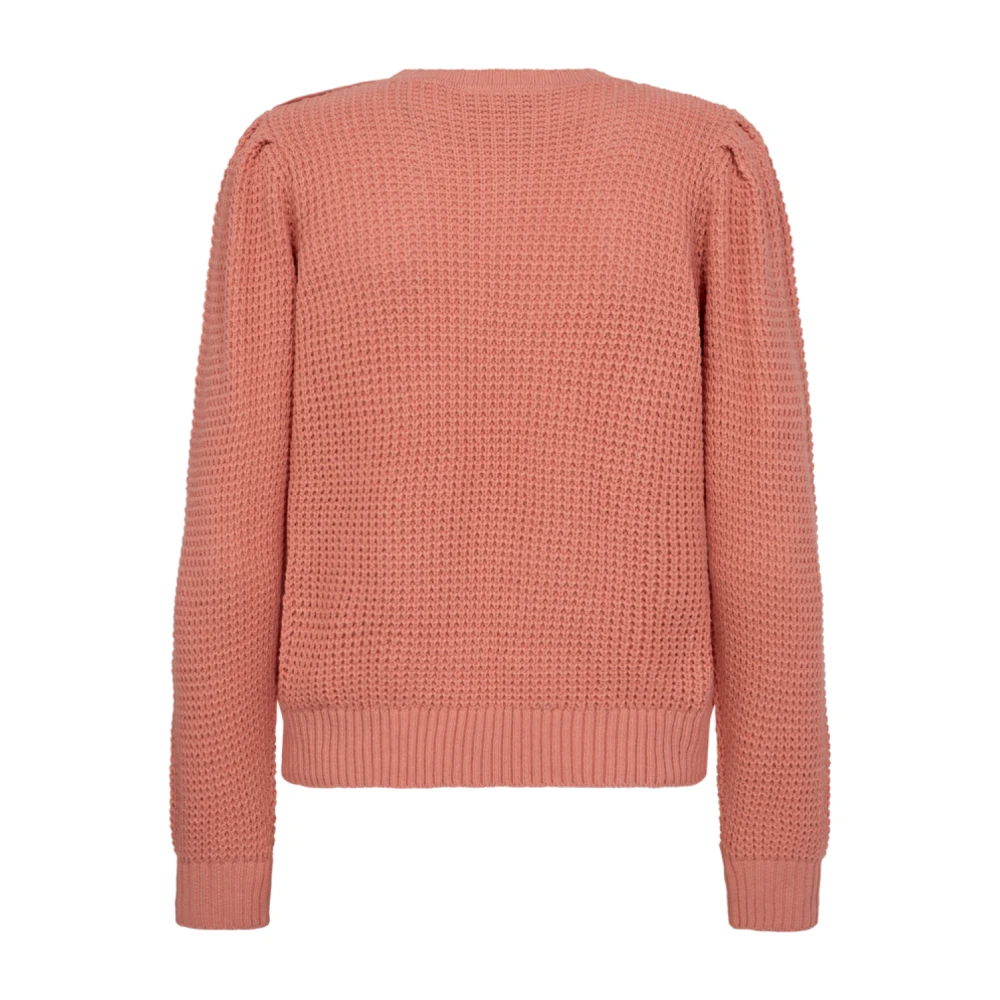 Freequent Koraal gebreide trui met knoopdetail Red Dames