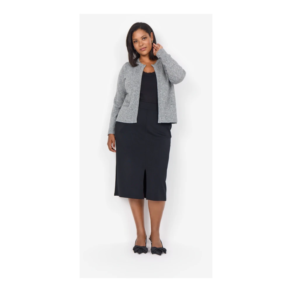 Soyaconcept Klassieke Gebreide Vest met Knoopsluiting Gray Dames