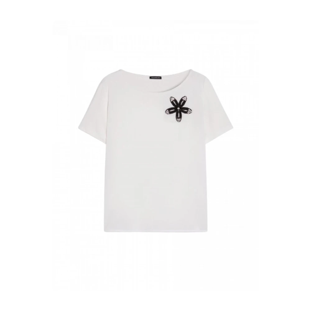 Pennyblack Vloeibare Jersey T-shirt met Strass-details White Dames