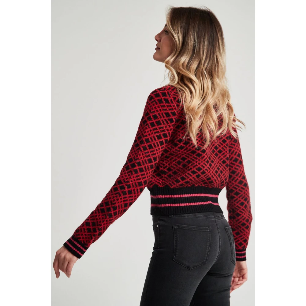 pinko Jacquard Cardigan in Ansonica Stijl Red Dames