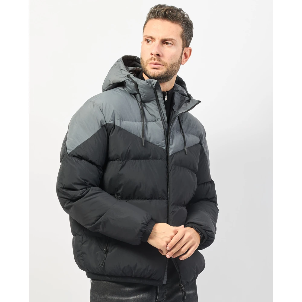 Emporio Armani Zwarte Bomberjack met Capuchon Black Heren