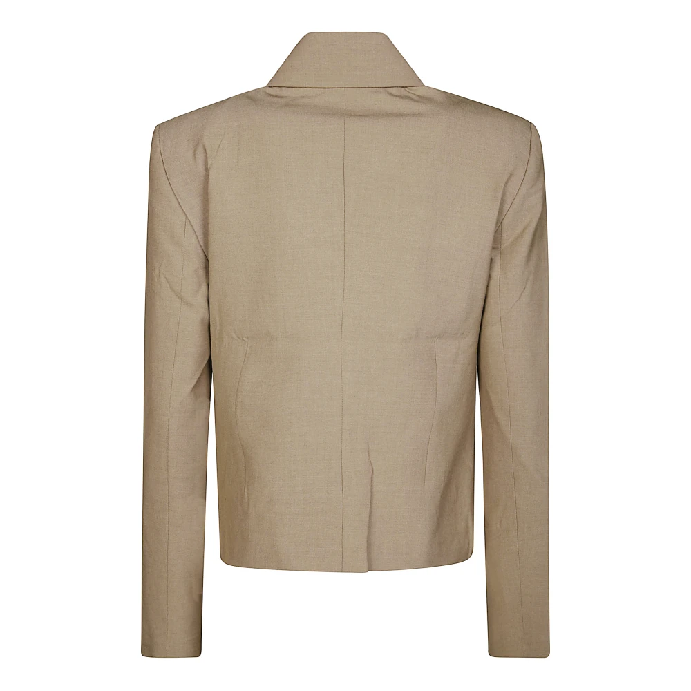 Ganni Drapey Melange Fitted Blazer Beige Dames